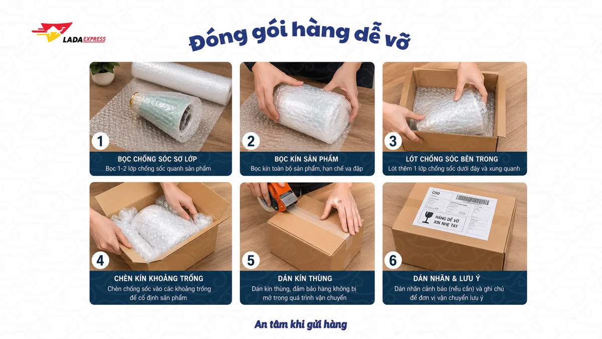 6 BƯỚC ĐÓNG GÓI HÀNG DỄ VỠ AN TOÀN – GIẢM THIỂU RỦI RO TRONG VẬN CHUYỂN